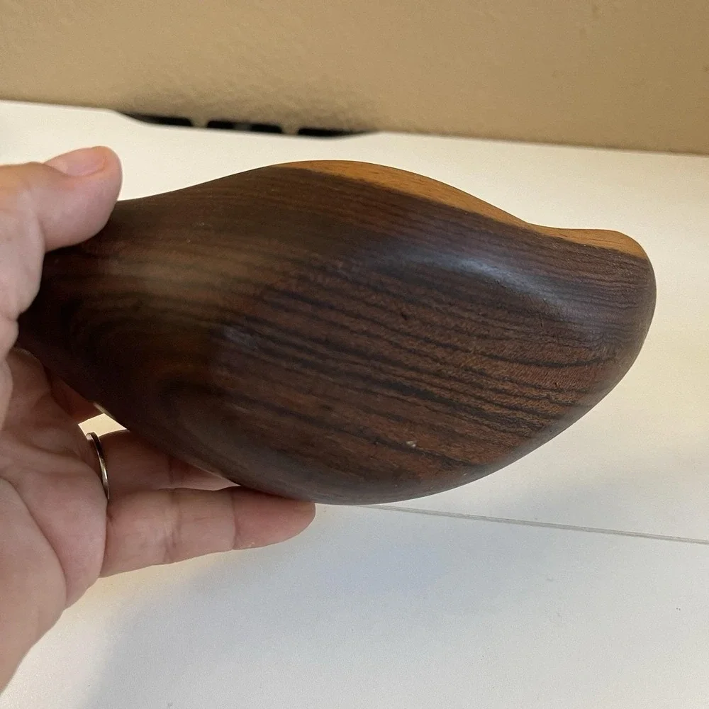 Vtg Mcm Hand Carved Wood Duck Trinket Box Hinged Sculpture Folk Art 1960's